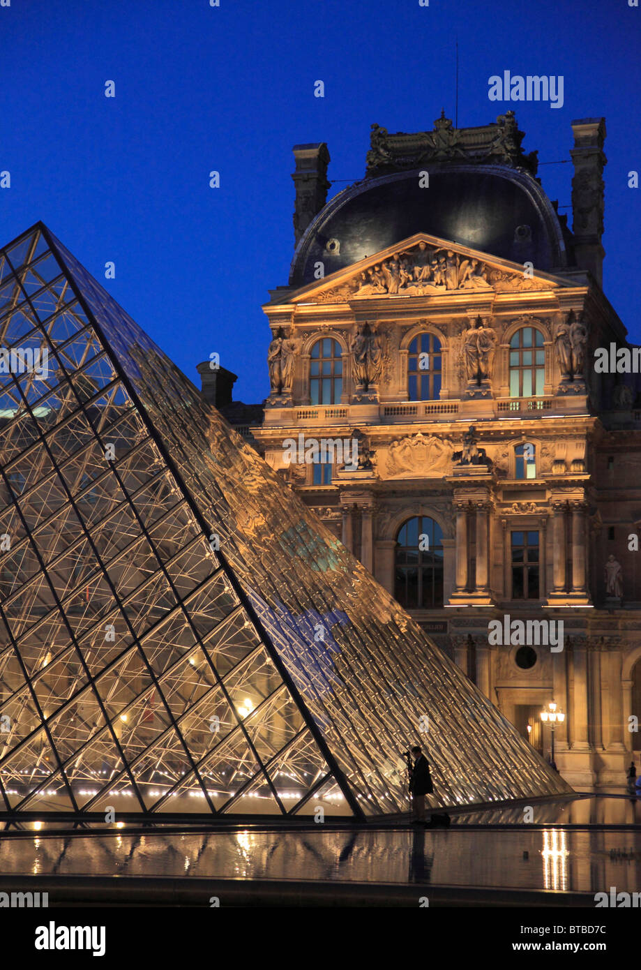 France, Paris, Louvre, palace, museum, Pyramide, Stock Photo
