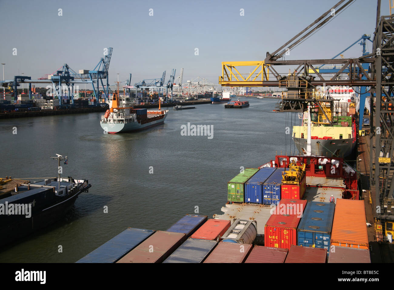 Container Transport In Holland Stock Photo - Alamy