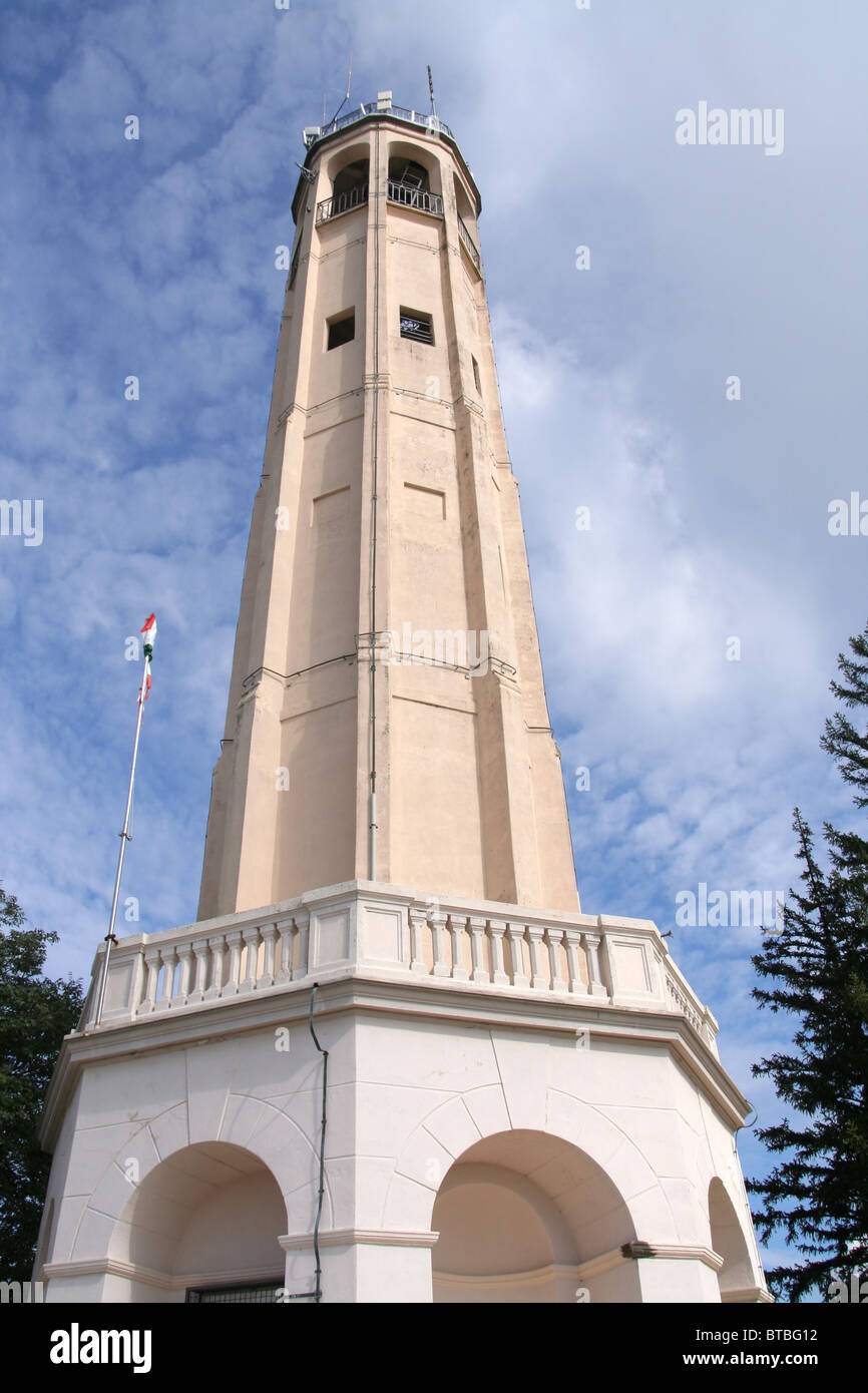 The Faro lighthouse named after Alessandro Volta, Brunate, Lake Como, Lombardy, Italy Stock Photo