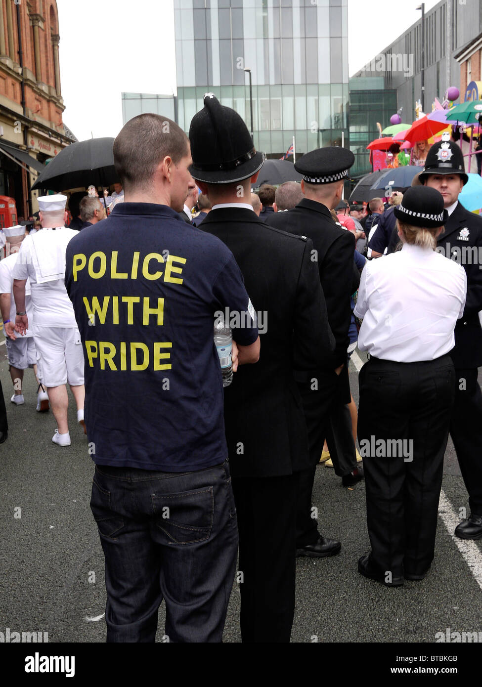 gay police officers at the Manchester Pride Parade in the UK Stock Photo