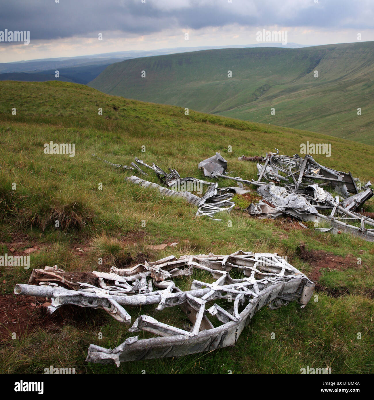 Wellington Bomber Crash Site, Brecon Beacons, Wales, UK Stock Photo