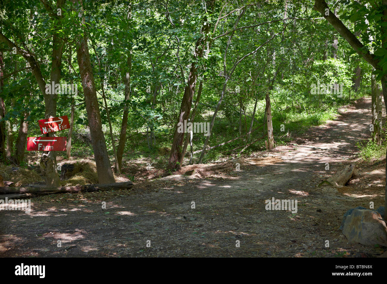 The path to the Market Fair at Claude Moore Colonial Farm, McLean, Virginia. Stock Photo