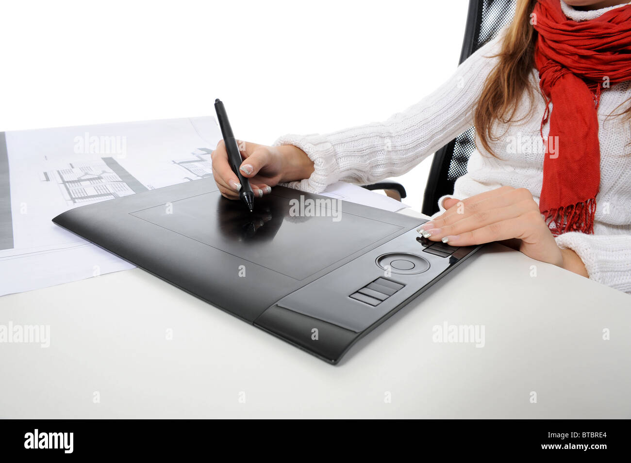 hand on graphic tablet. Stock Photo