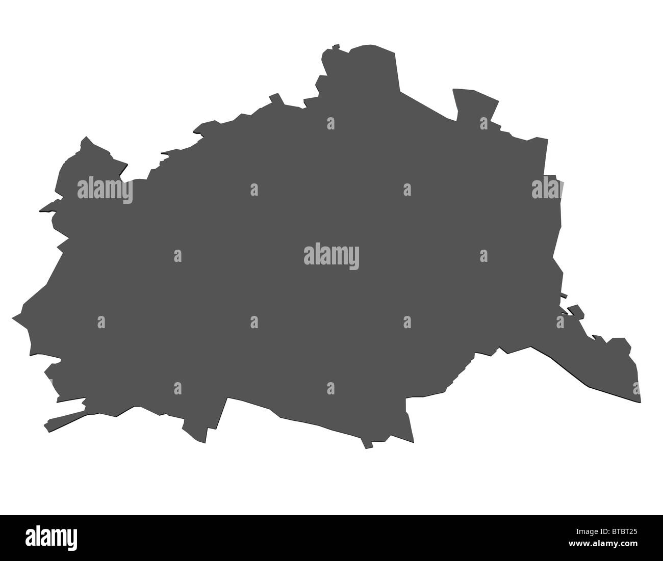 Rendered map of the austrian state of Vienna Stock Photo