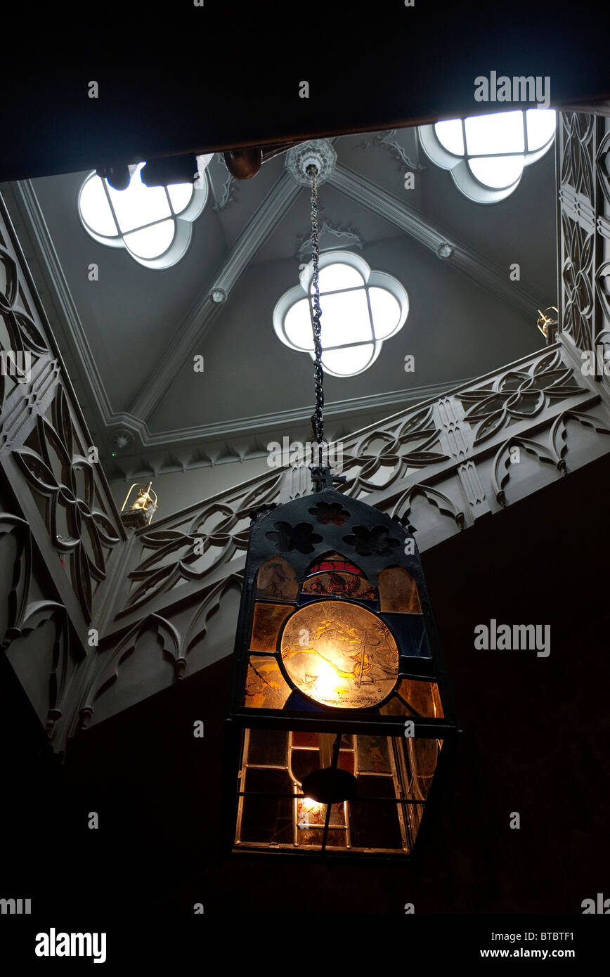 Lamp fitting in the main staircase at Strawberry Hill House Twickenham