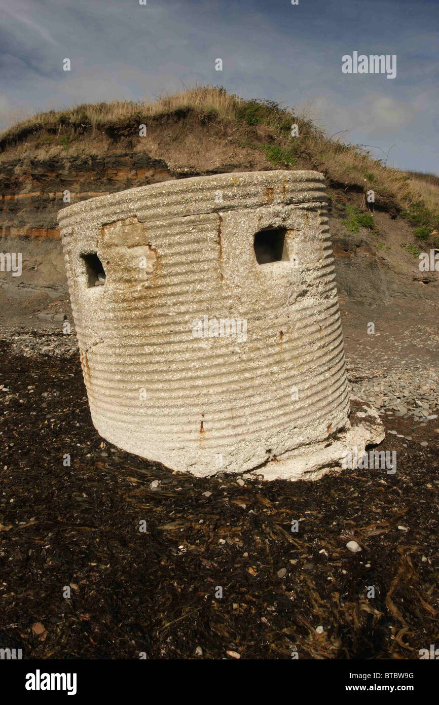 Pill box, world war two pill box, on Kimmridge beach Dorset UK October