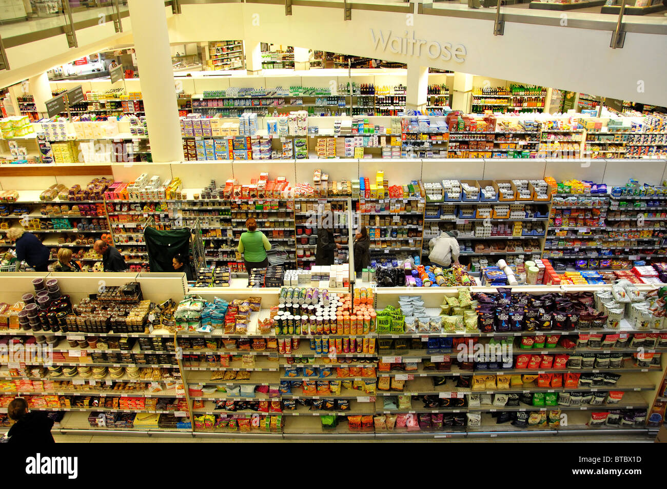Waitrose Supermarket interior, John Lewis Partnership Store, Wood