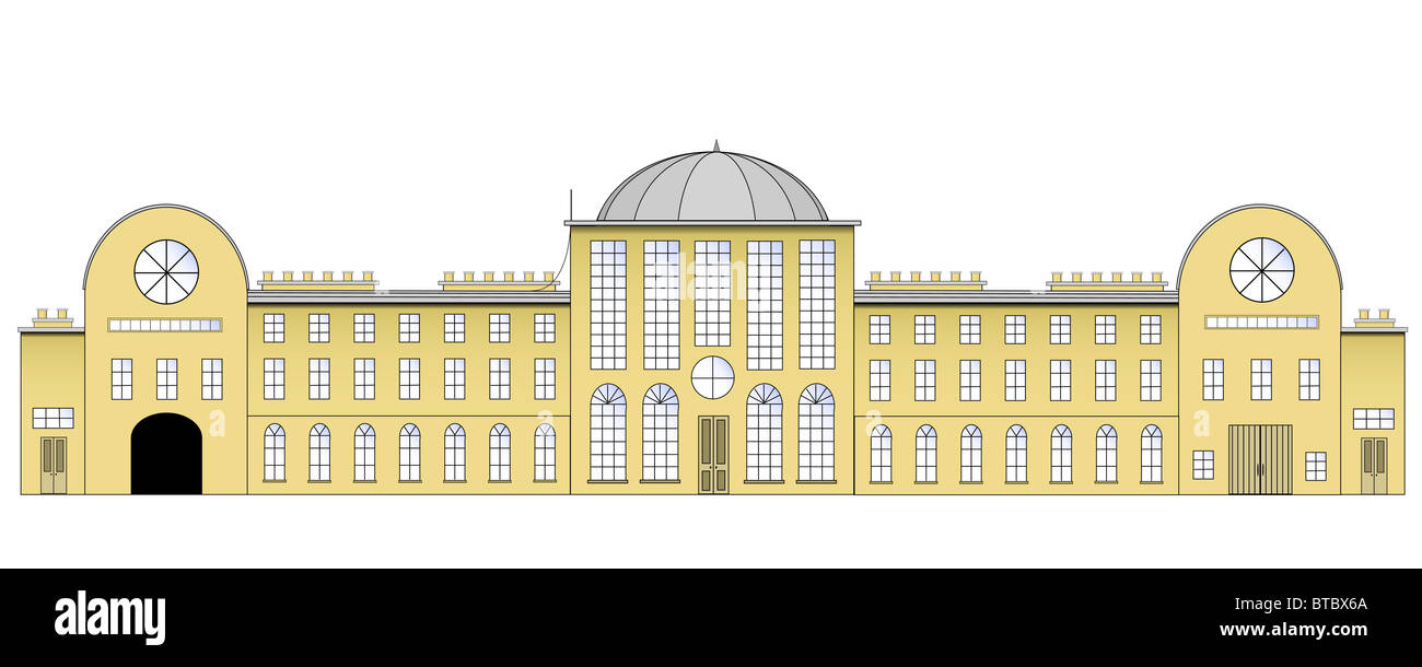 Illustrated drawing of a generic country manor Stock Photo