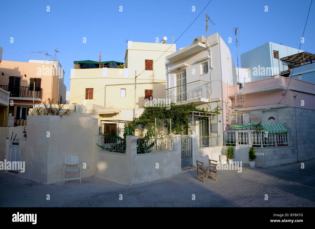 Early morning scene in Ermoupolis, on the Greek island of Syros, situated in the Aegean Sea Stock Photo