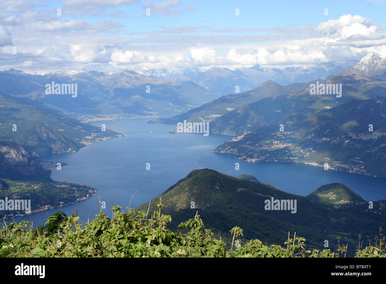 View over Bellagio and upper Lake Como from Monte San Primo Stock Photo