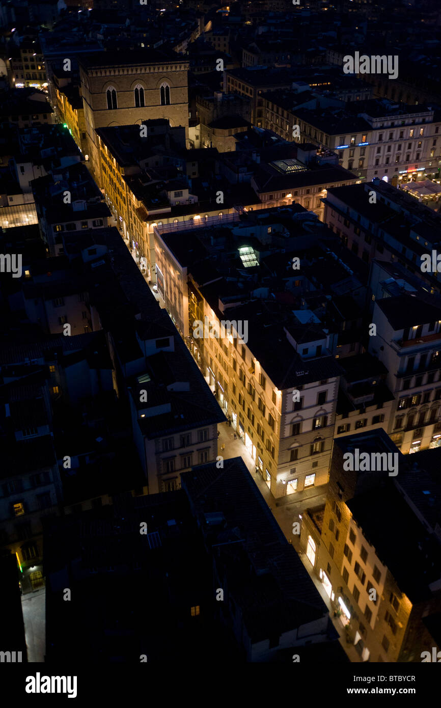 The Via de Calzaioli, rooftops and housing in early evening of city of ...