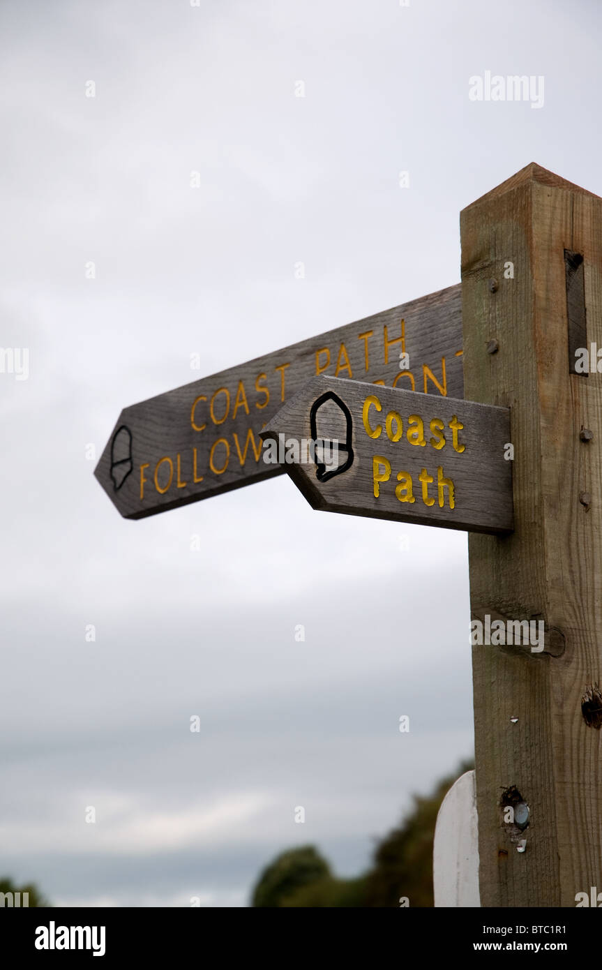 Tarka Trail Coastal path sign at Instow North Devon UK Stock Photo