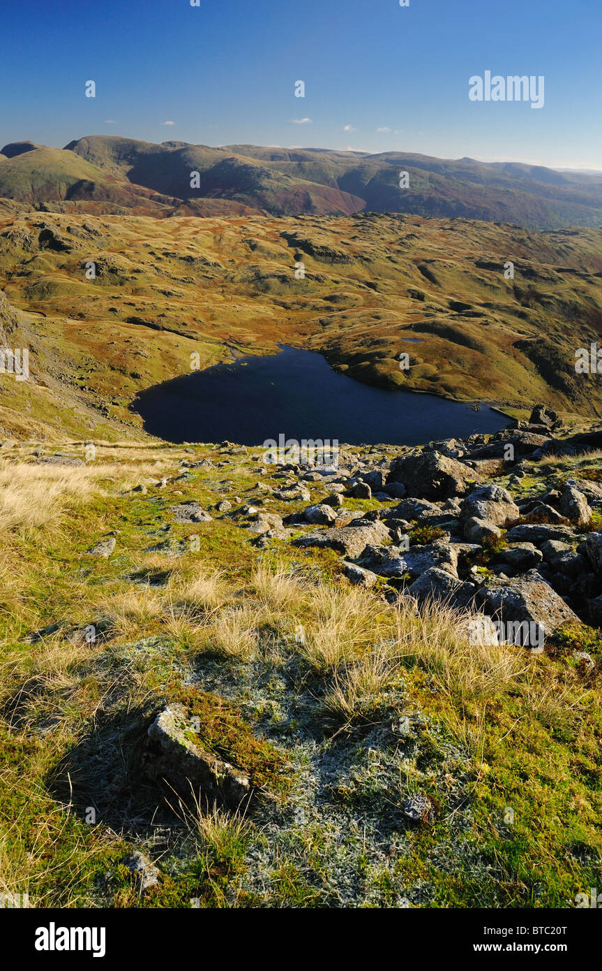 Autimn View over Pavey Ark and Stickle Tarn in the English Lake District Stock Photo
