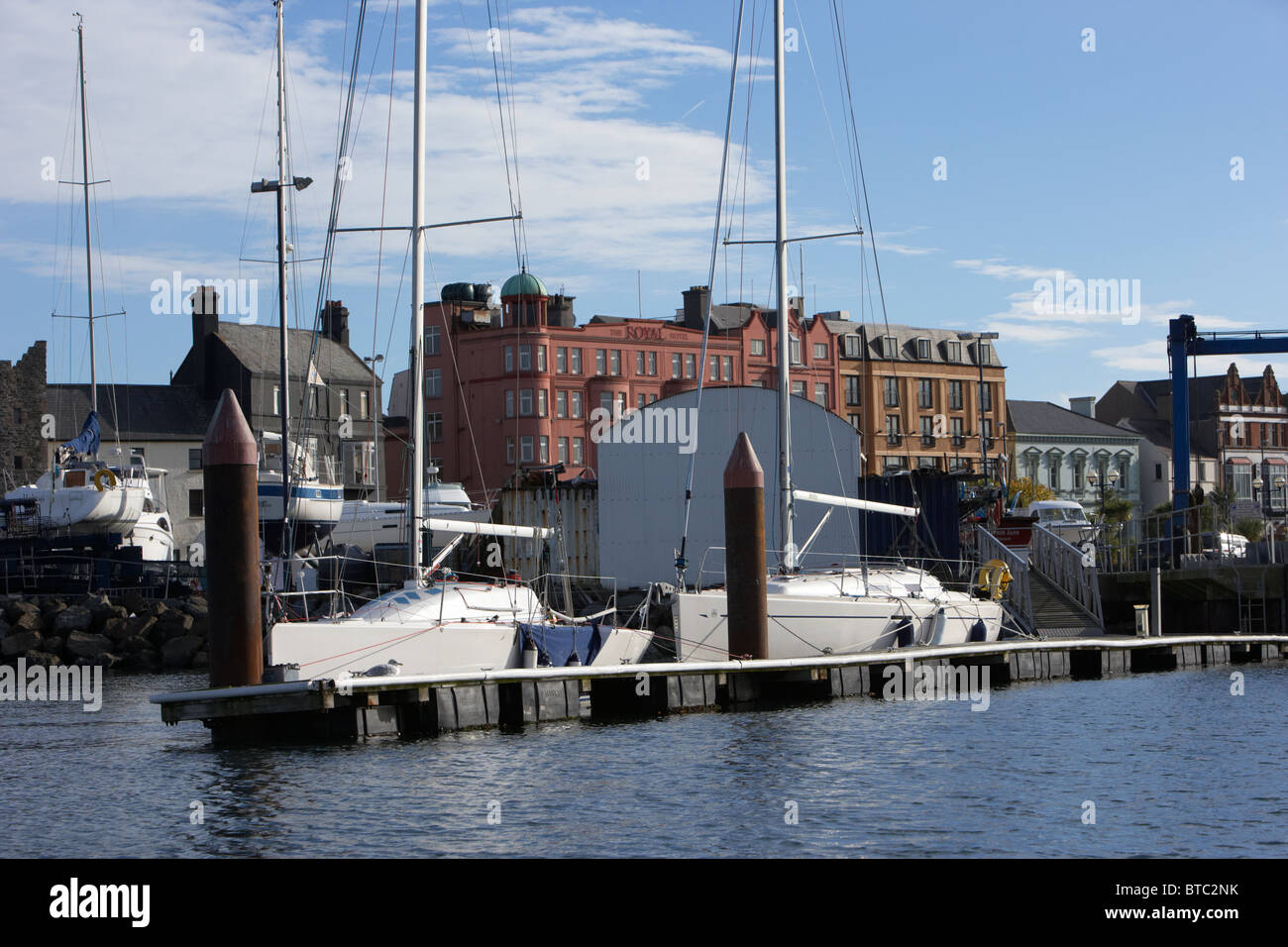 floating pontoon yachts at boatyard in bangor harbour county down Stock