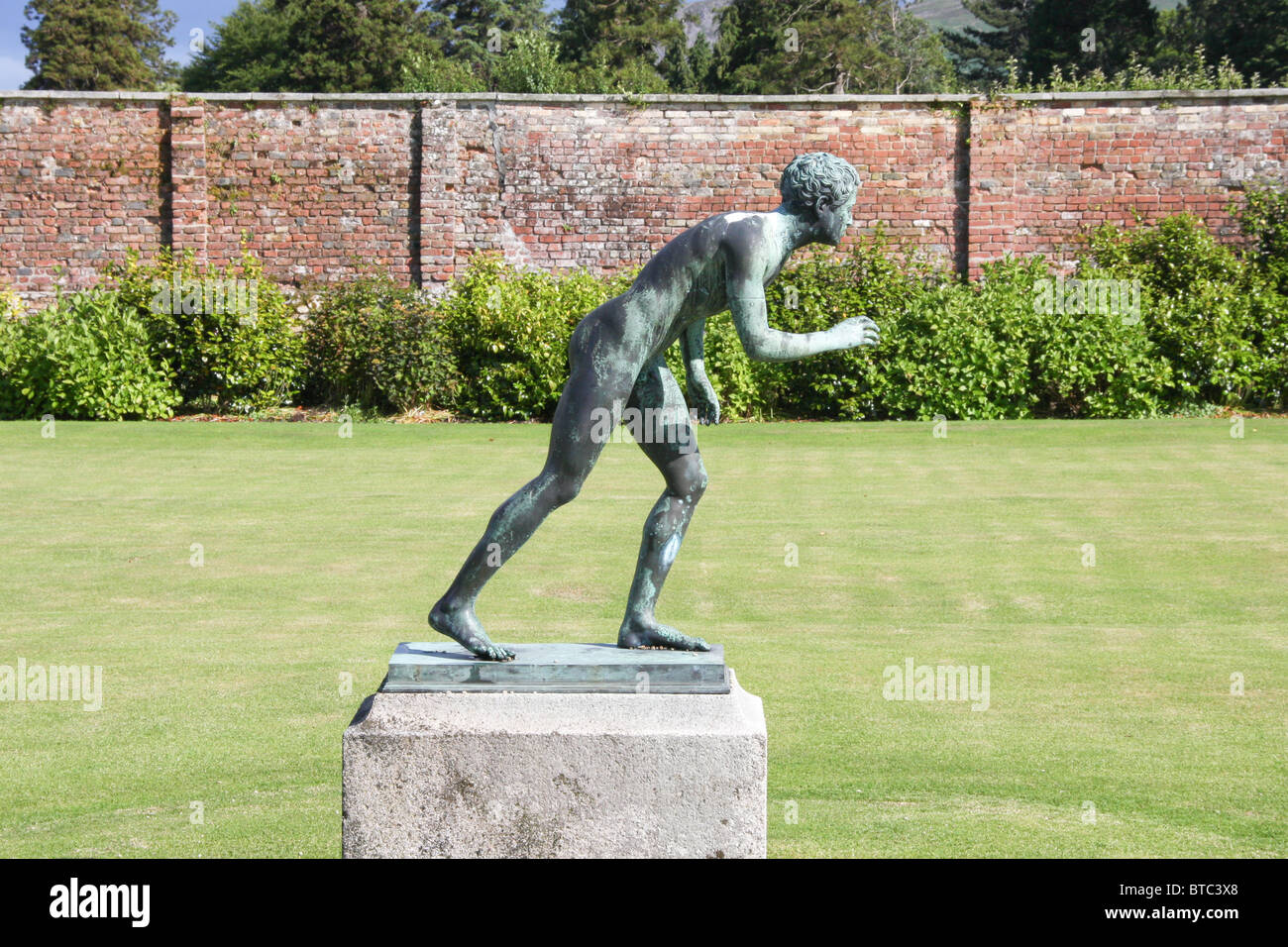 Male statue In walled garden, Powerscourt , Wicklow, Ireland Stock