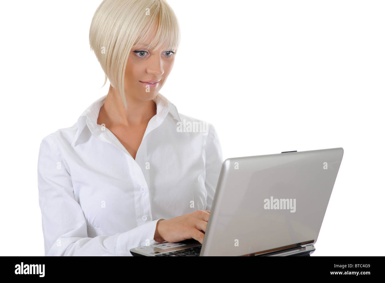 woman with a laptop. Stock Photo