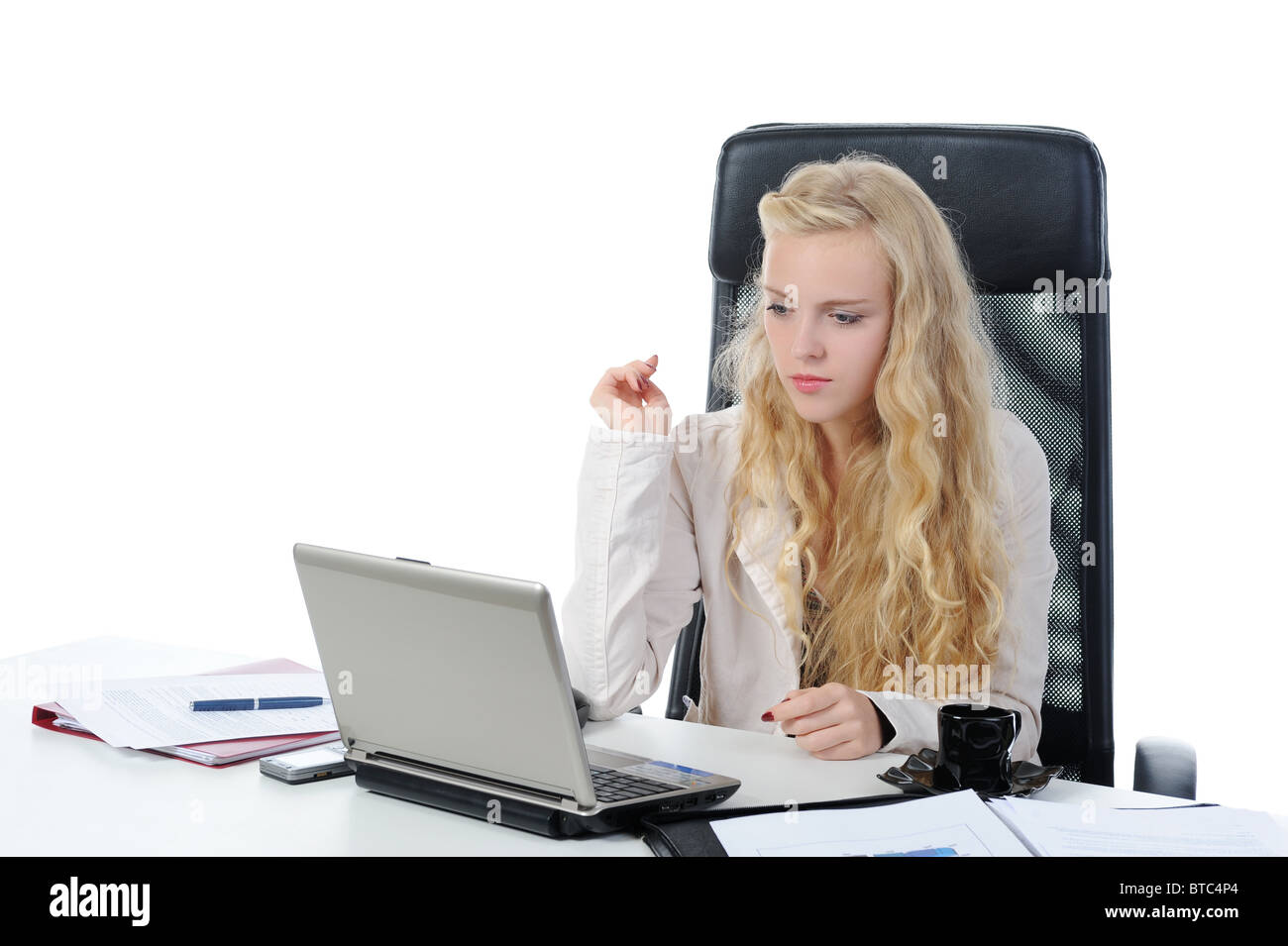 woman with laptop Stock Photo