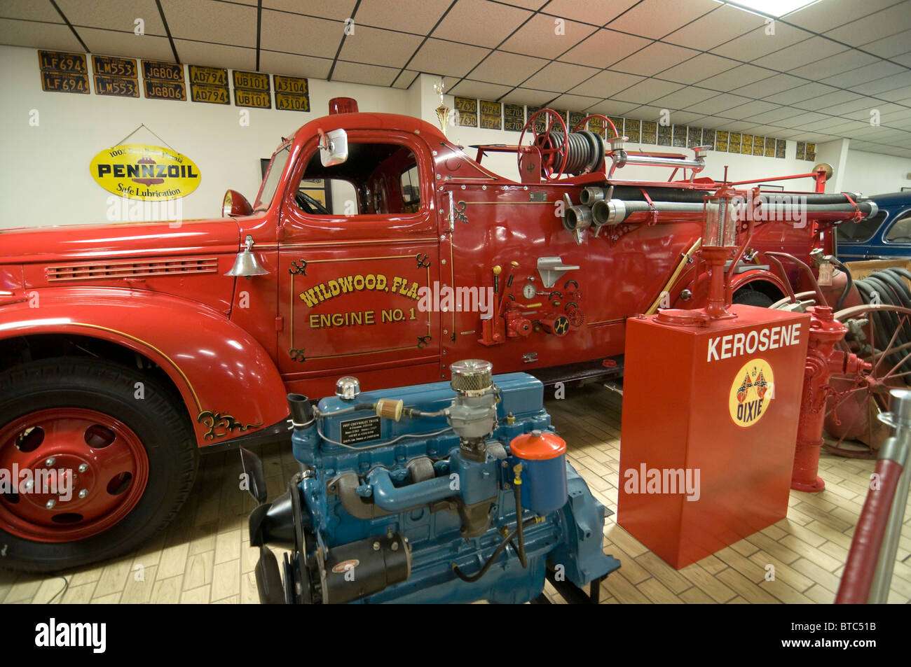 Don Garlits Museum of Classic Automobiles Ocala Florida vintage red fire truck Stock Photo