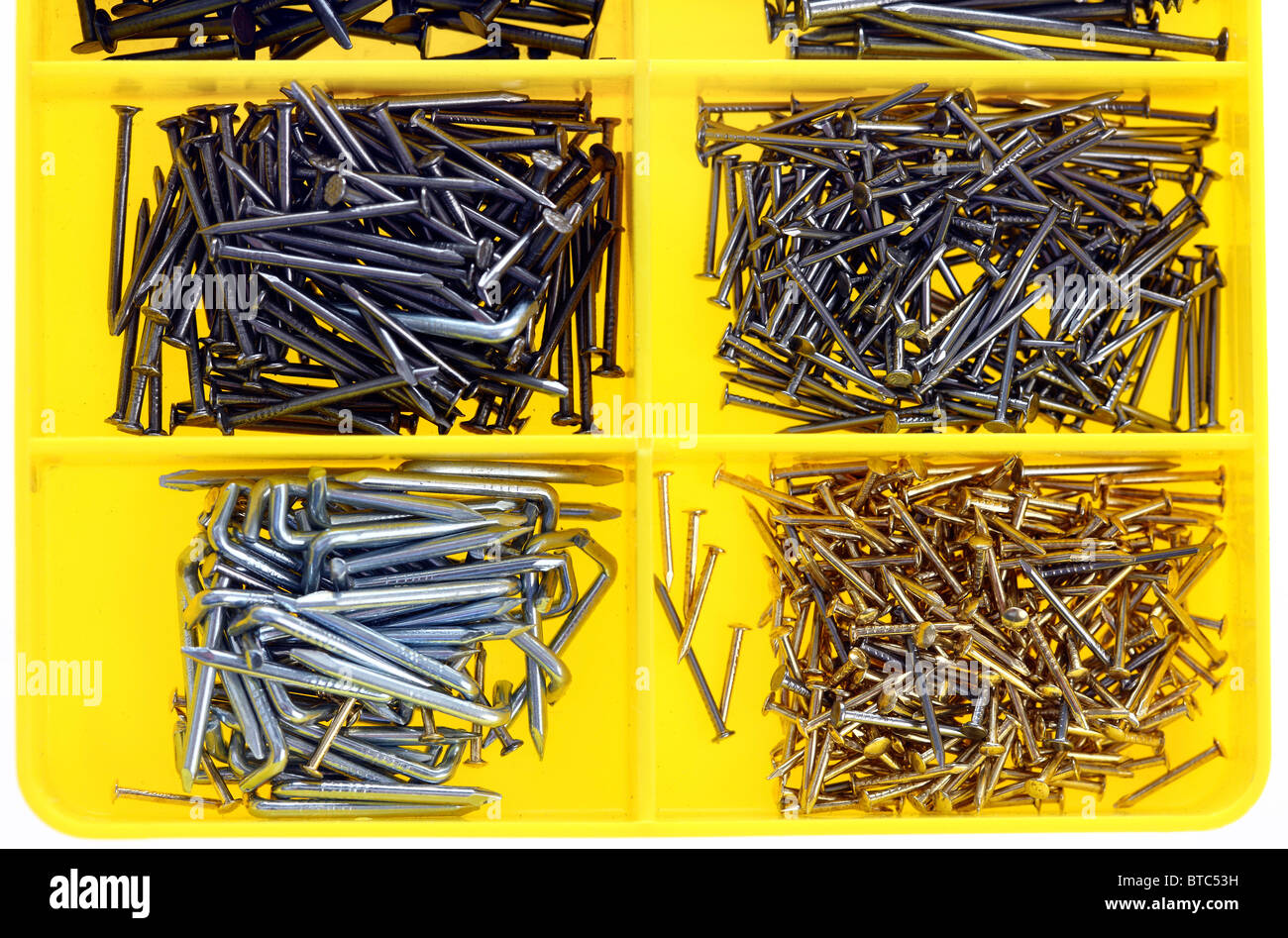 Tool box with different types of metal nails Stock Photo - Alamy