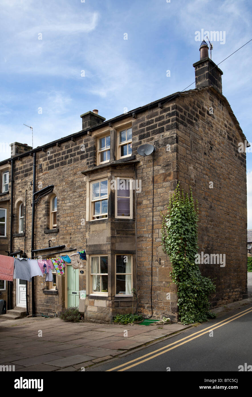 Old terrace house in Pateley Bridge, North Yorkshire. Stock Photo