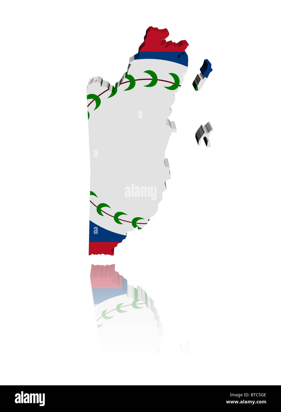 Belize map flag 3d render with reflection illustration Stock Photo - Alamy