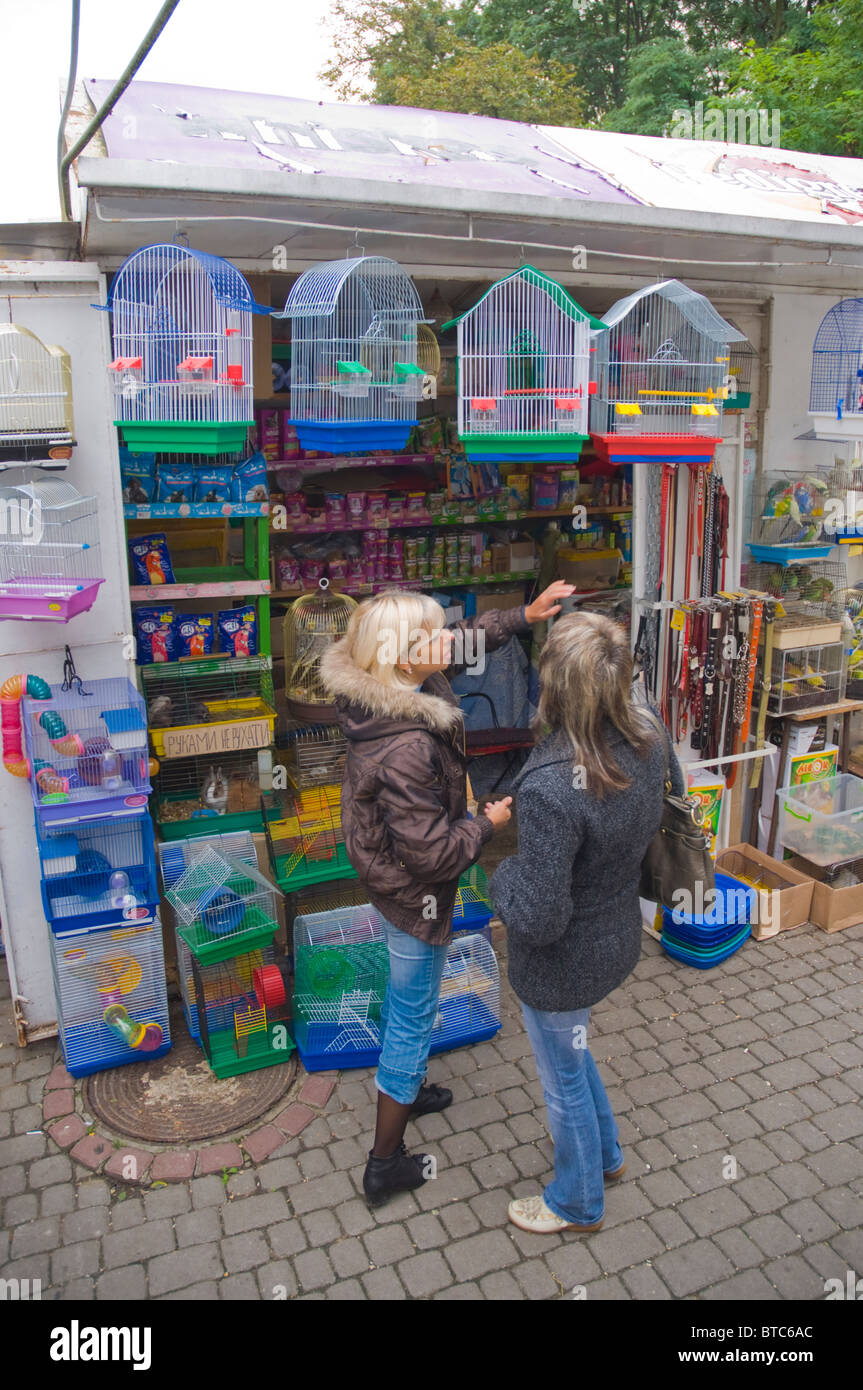 Pet shop at Krakivsky market Lviv western Ukraine Europe Stock Photo