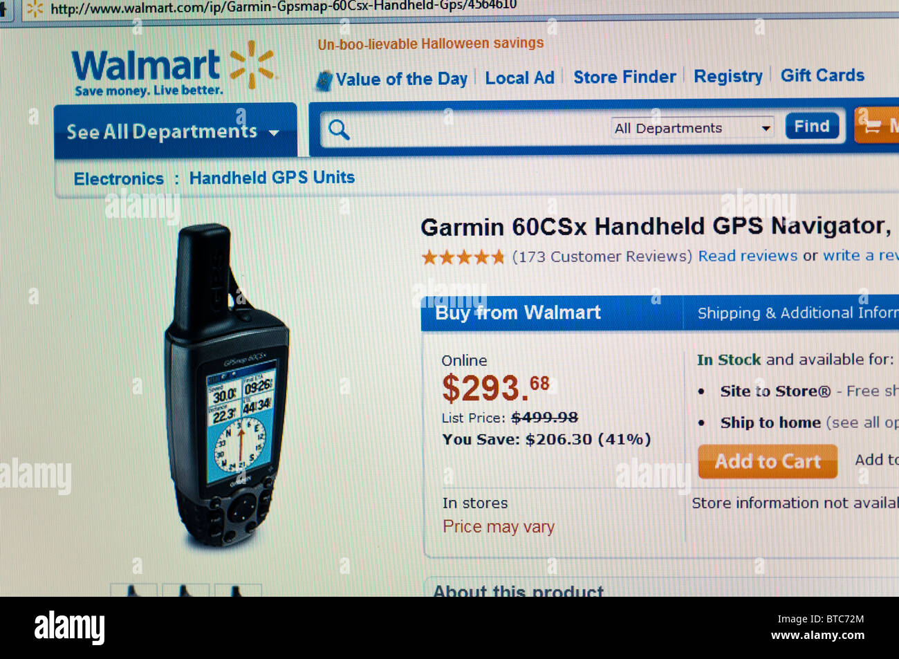 GPS, Walmart Store website online Stock Photo Alamy
