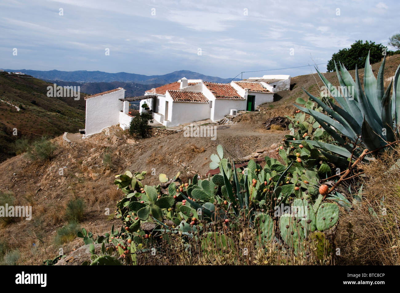 Spain Spanish Andalusia Mountain White Farm house Stock Photo