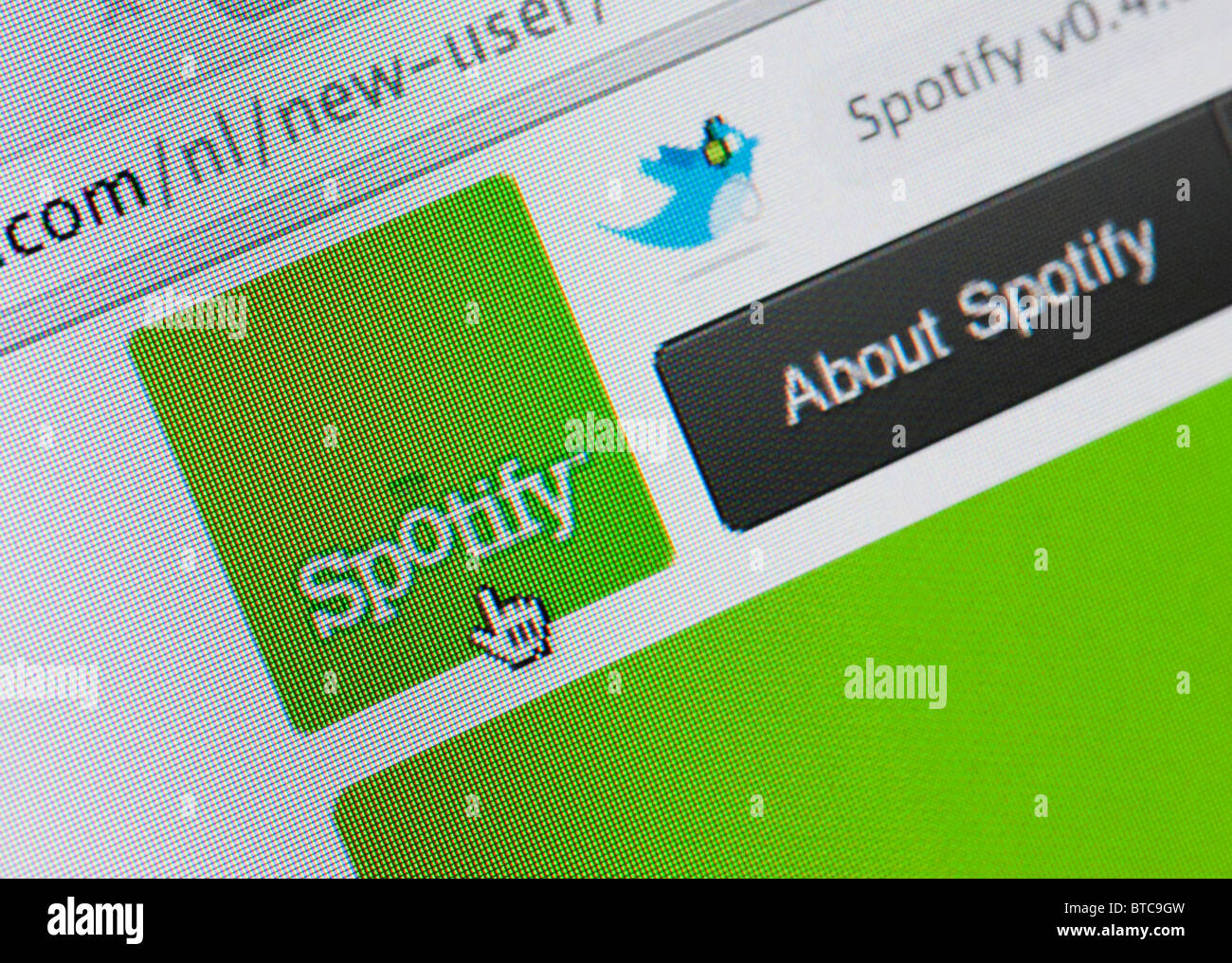 Detail of screenshot from website of Spotify music streaming website Stock Photo