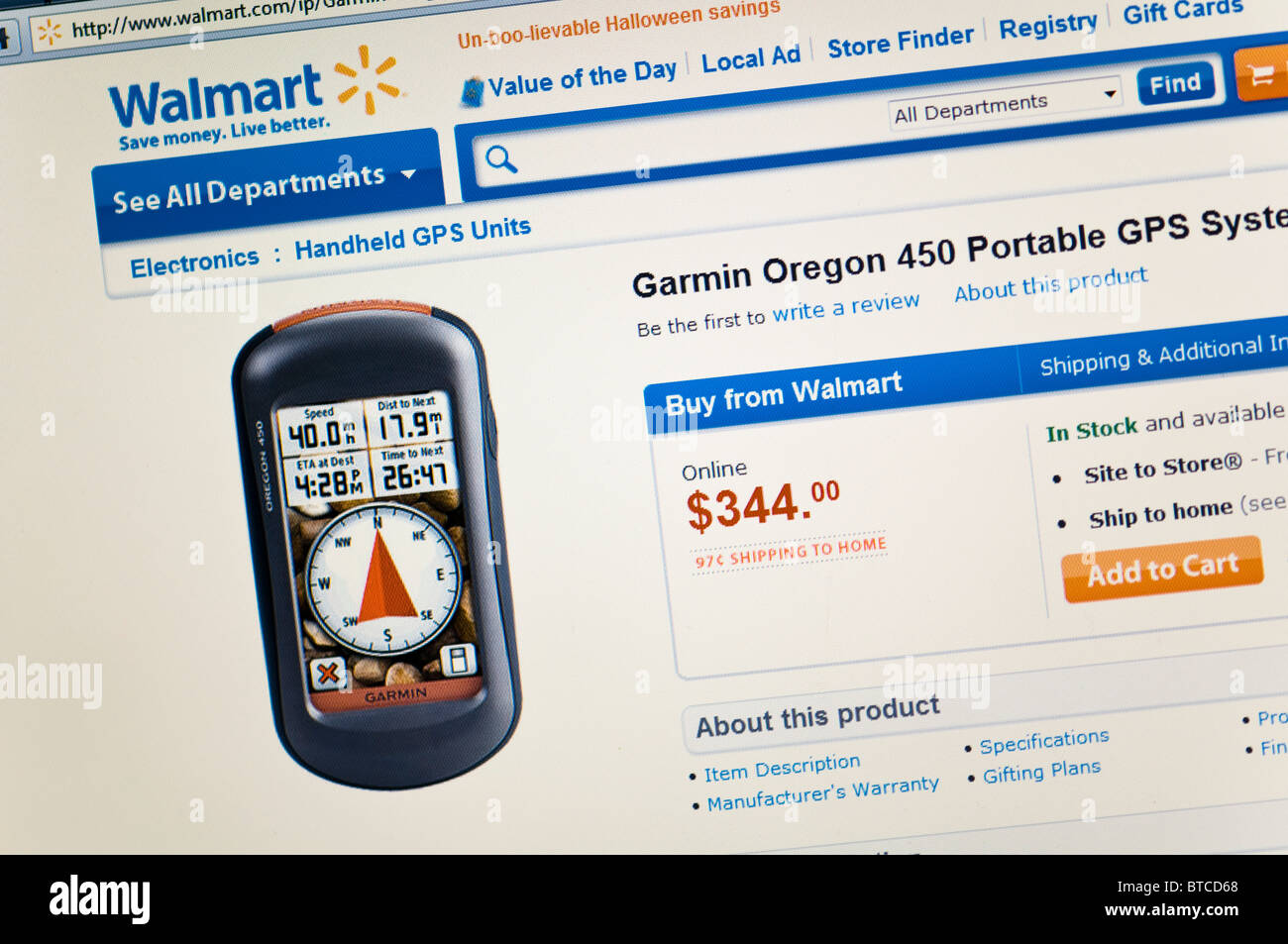 GPS, Walmart Store website online Stock Photo Alamy