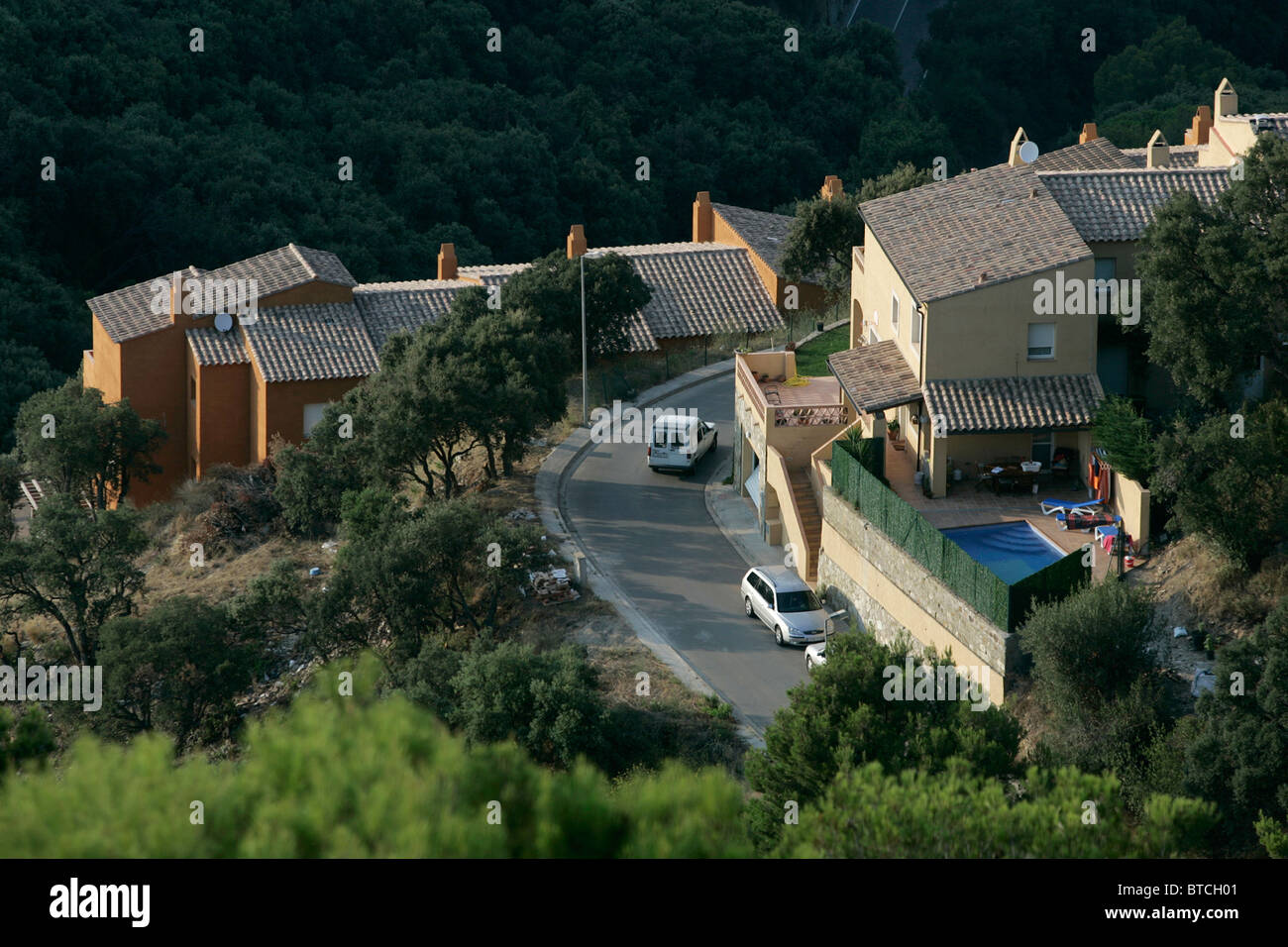 Houses on hillside in north eastern Spain Stock Photo Alamy