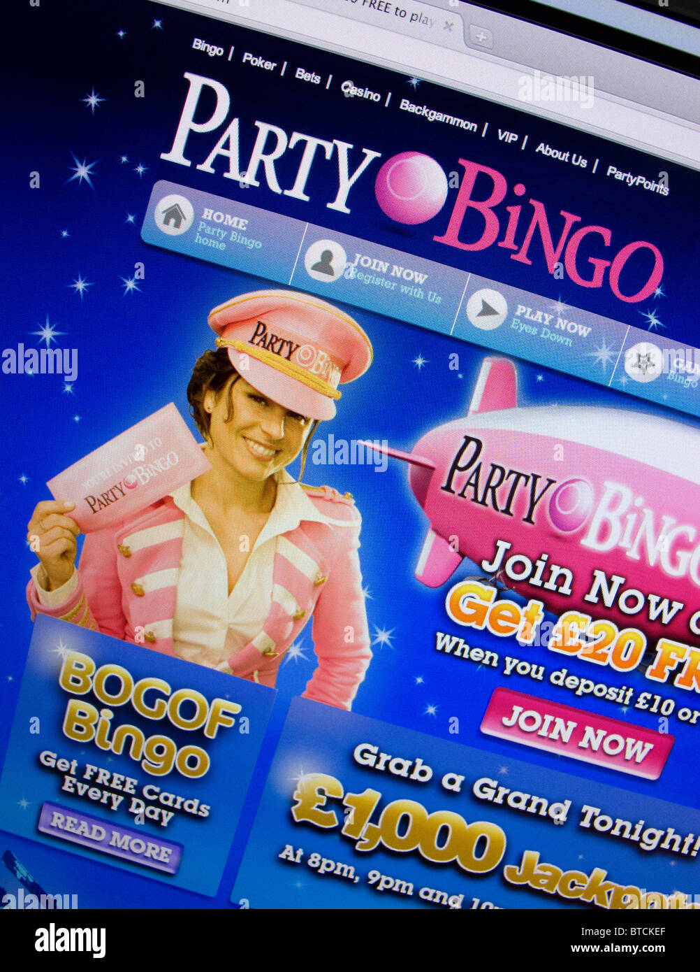 Detail of screenshot from online bingo website PartyBingo Stock Photo -  Alamy