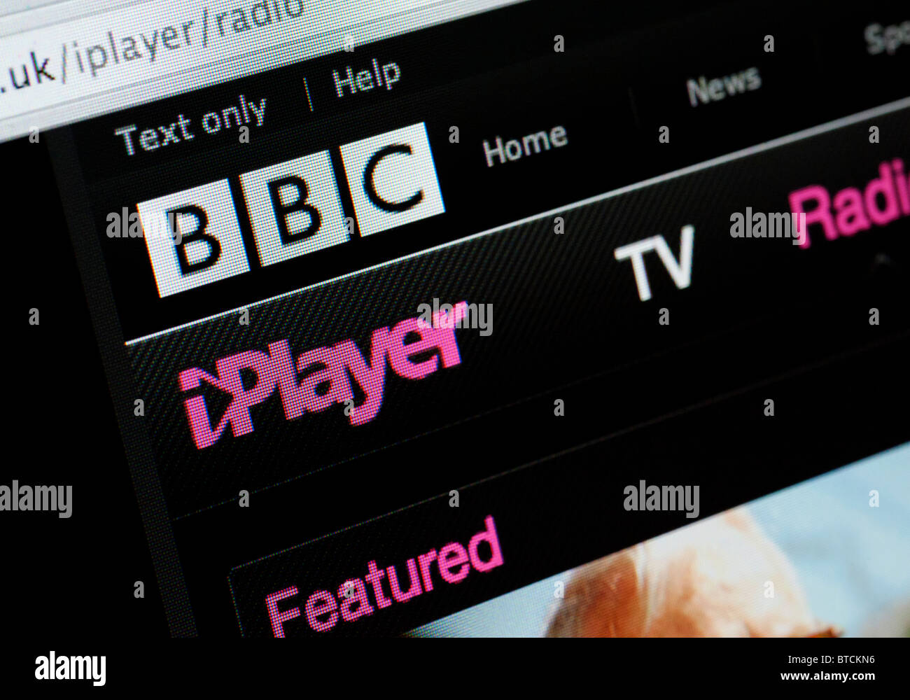 Detail of screenshot from website of BBC iPlayer entertainment media website Stock Photo