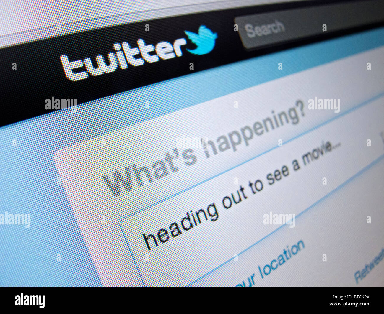 Detail of screenshot from Twitter internet website homepage Stock Photo