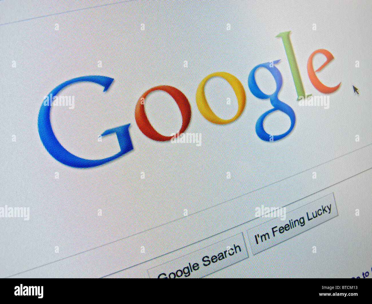 Screenshot from homepage of Google internet search engine Stock Photo