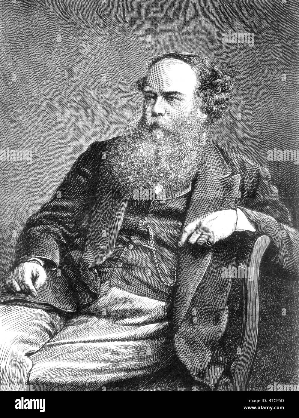 Portrait of Myles Birket Foster 1825-1899; English Artist; Black and White Illustration; Stock Photo