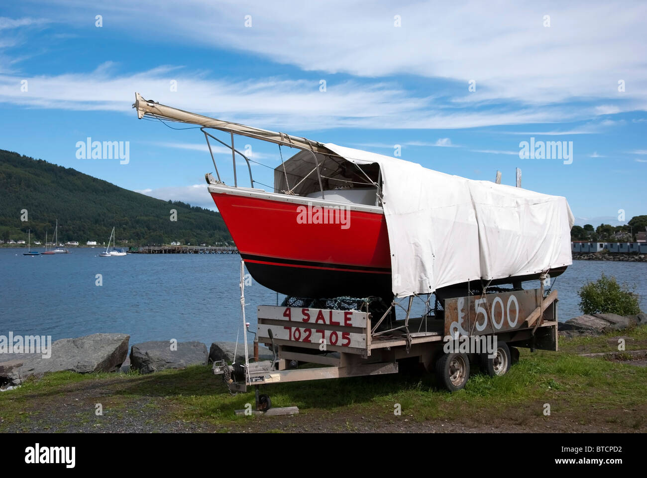 Red Sailing Boat for Sale Holy Loch near Dunoon Argyll & Bute Scotland