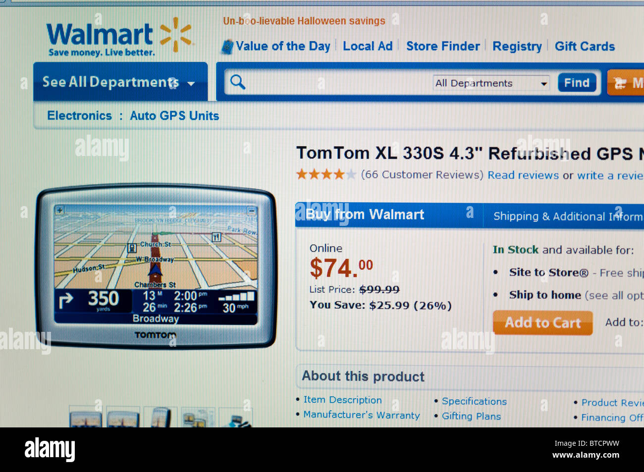 GPS, Walmart Store website online Stock Photo Alamy