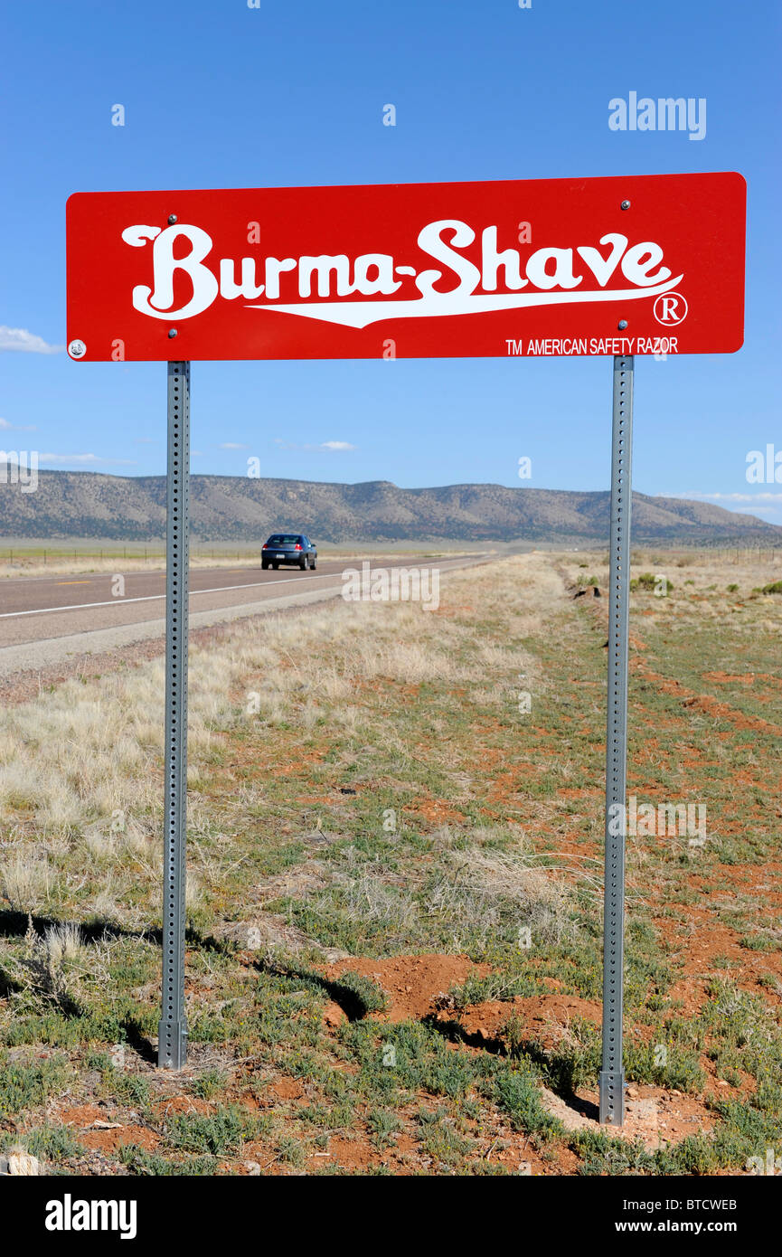 Burma Shave sign along Route 66 between Seligman and Kingman Arizona Stock Photo