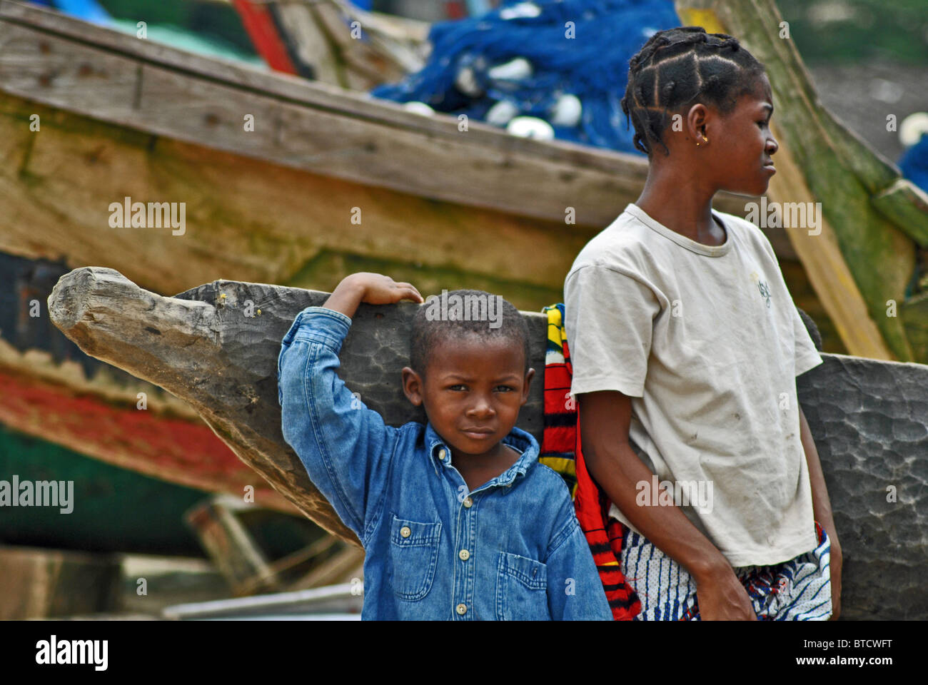 Children by fishing boats, Sassandra, Ivory Coast, West Africa Stock Photo  - Alamy
