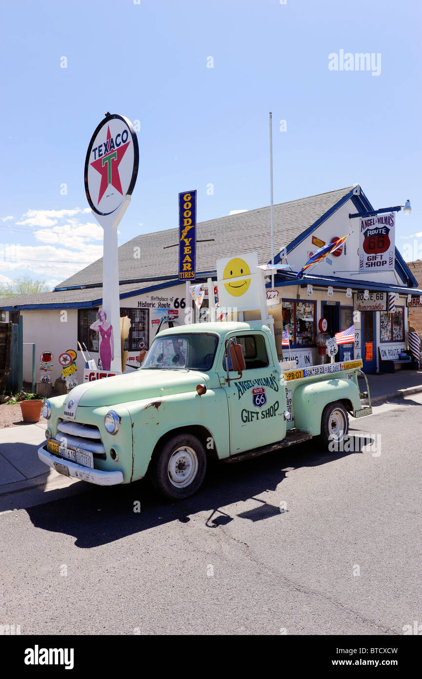 Antique Green Truck Angel and Vilma Delgadillo Gift Shop Seligman