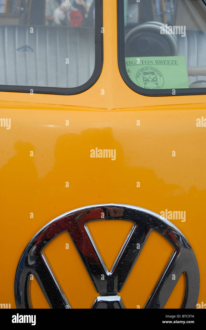 Yellow VW Camper van Stock Photo - Alamy