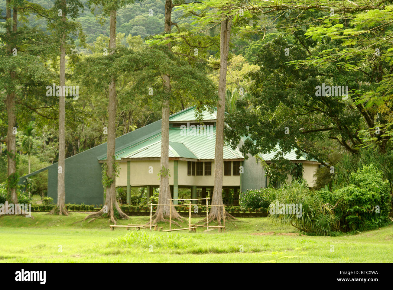 The visitors center at Lancetilla Botanical Garden, Honduras Stock Photo