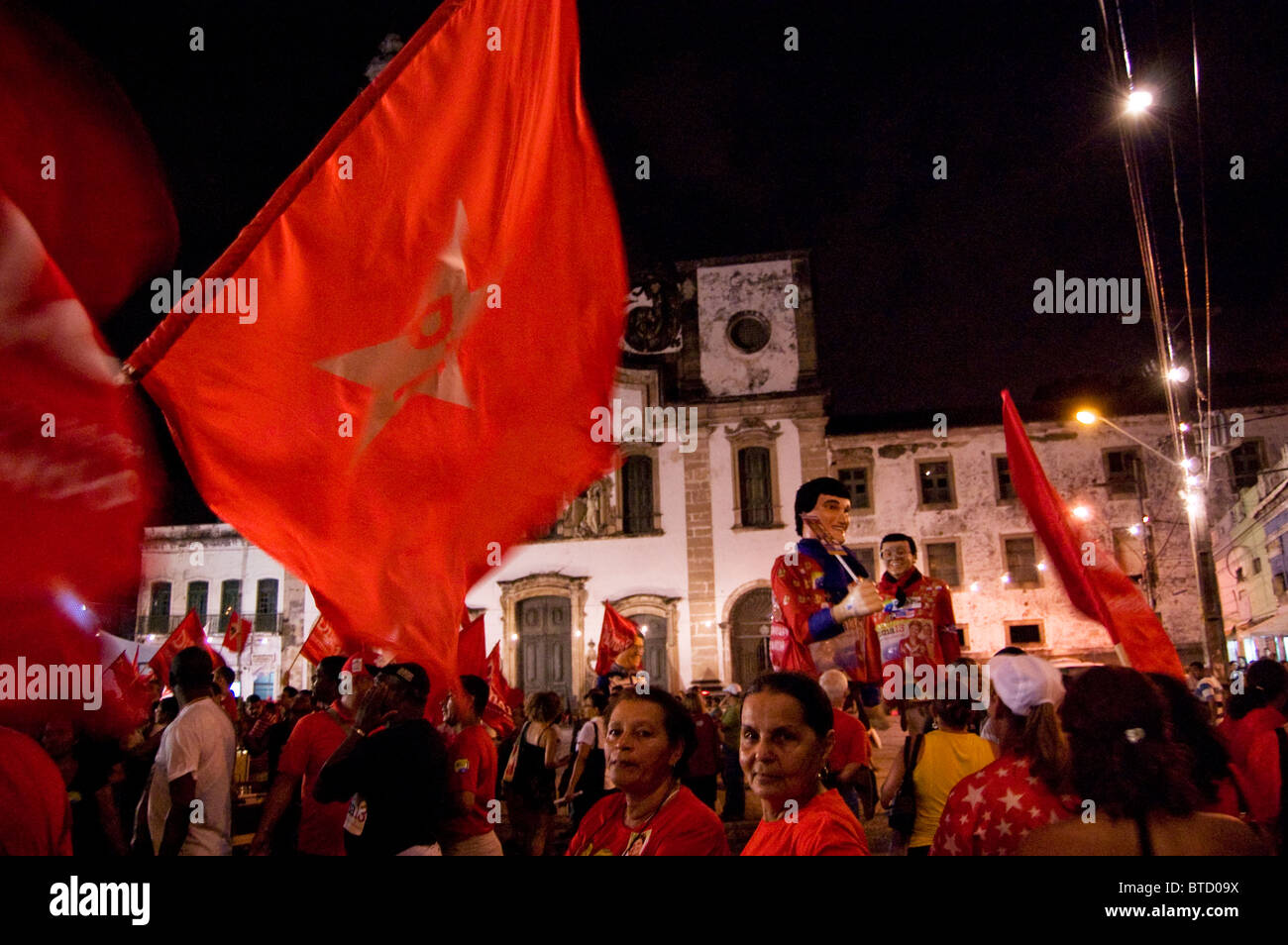 March and campaign in Recife Brazil  prior to presidential election of Dilma Vana Rousseff 22.10.10 Stock Photo