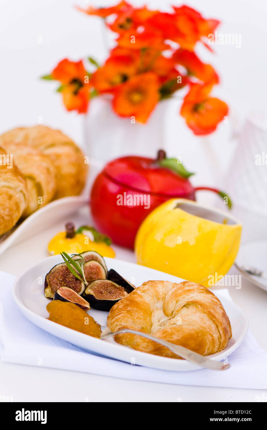 Breakfast with croissant and jam Stock Photo - Alamy