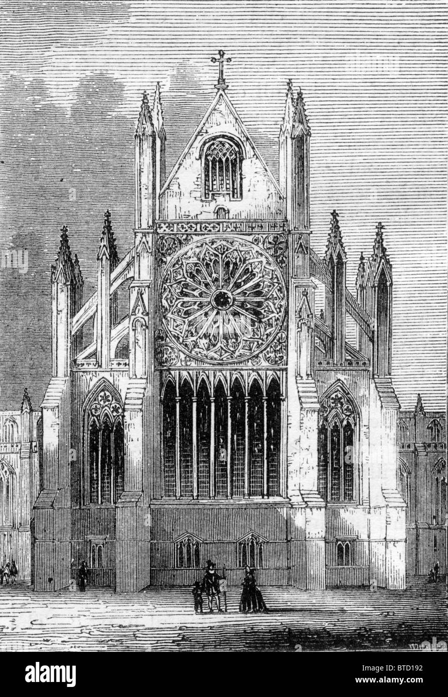 Old St Paul's Cathedral, London; The Rose Window before being burned down in the Great Fire of London 1666 Stock Photo