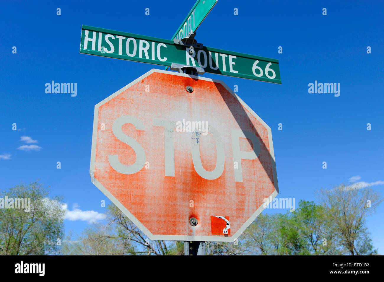 Worn Stop Sign Seligman Arizona Route 66 Stock Photo Alamy