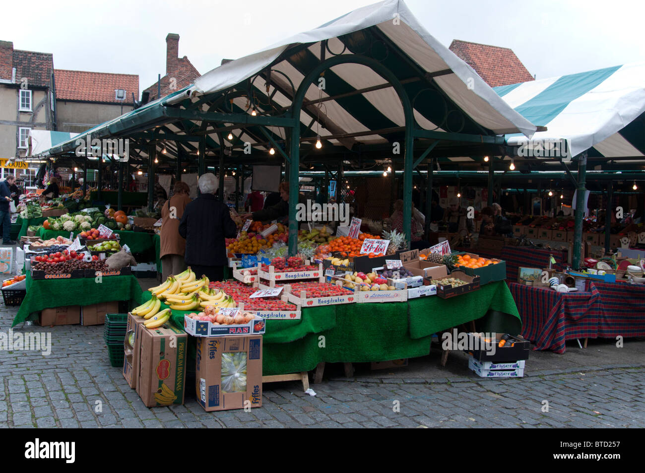 Newgate open air market in York. Stock Photo