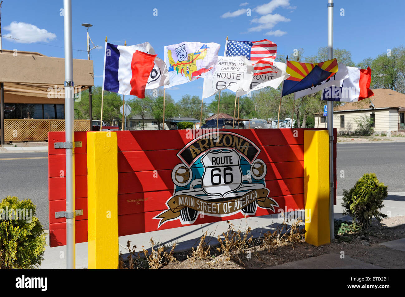 Route 66 Designation Sign Seligman Arizona Stock Photo Alamy