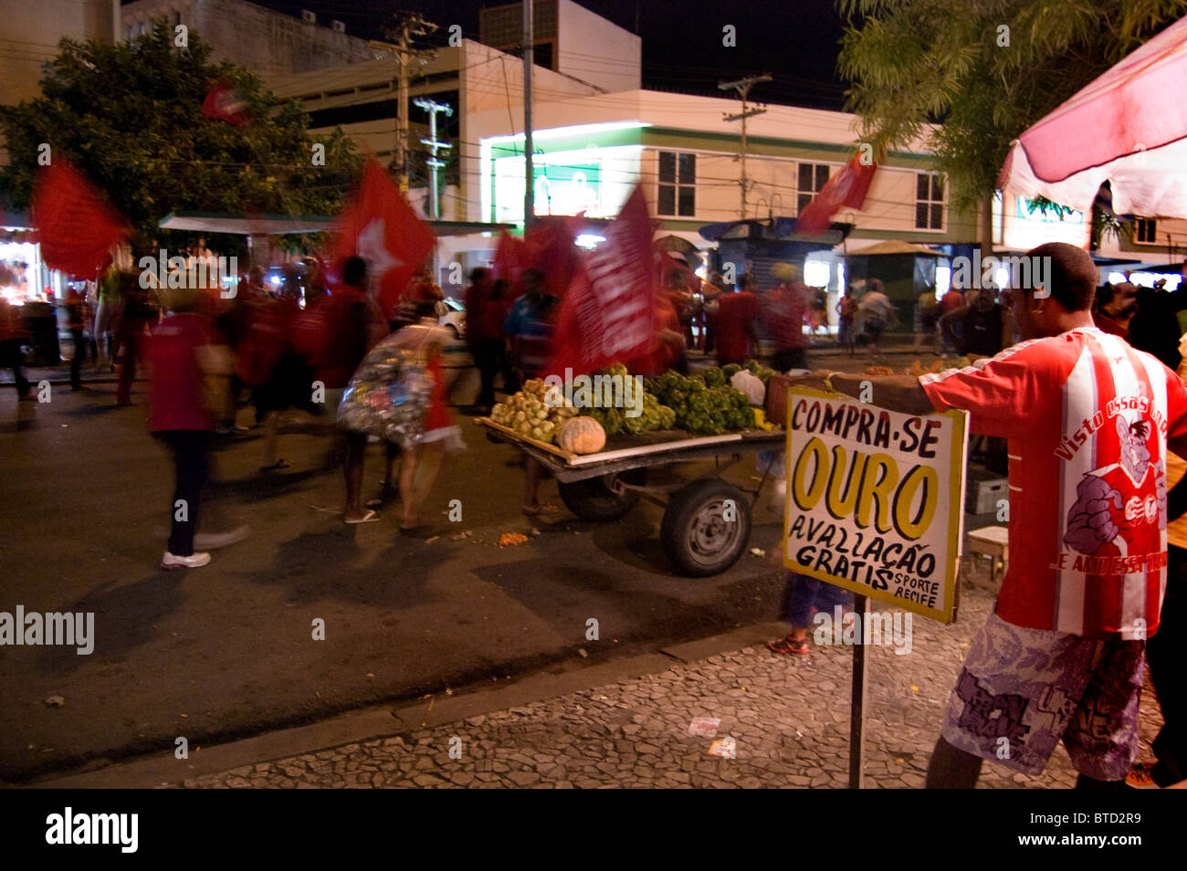 March and campaign in Recife Brazil  prior to presidential election of Dilma Vana Rousseff 22.10.10 Stock Photo